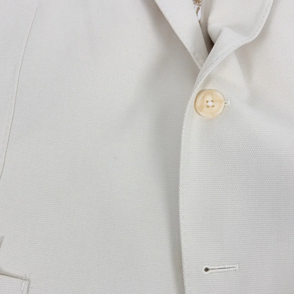 JKT New York Mens 44R 100% Silk Blazer Ivory 2-Button Sport Coat Quiet Luxury